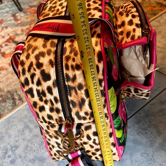 Betsey Johnson Pink and Brown Pickle Ball Bag with Leopard Print - Picture 16 of 16
